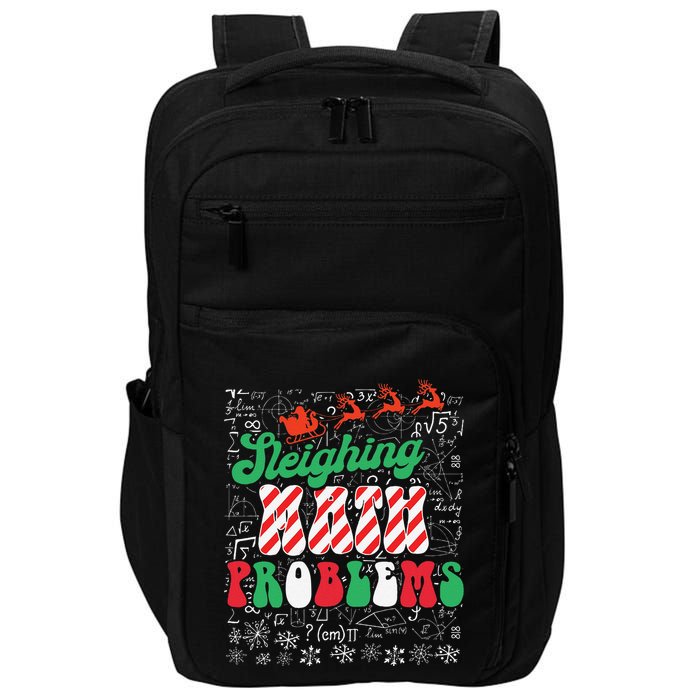Chritmas Mathematics Teacher Student Sleighing Math Problems Impact Tech Backpack