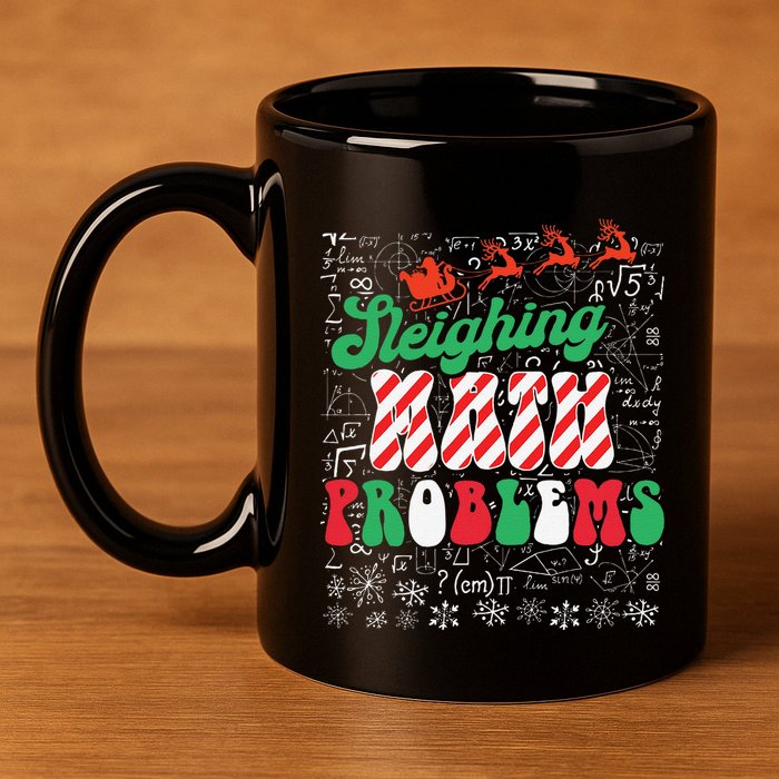 Chritmas Mathematics Teacher Student Sleighing Math Problems 11oz C Handle Ceramic Mug