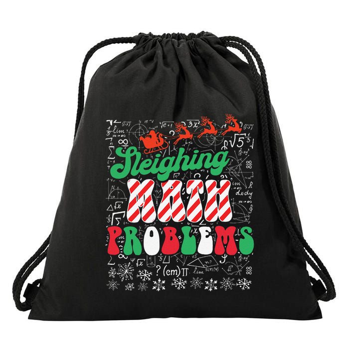 Chritmas Mathematics Teacher Student Sleighing Math Problems Drawstring Bag