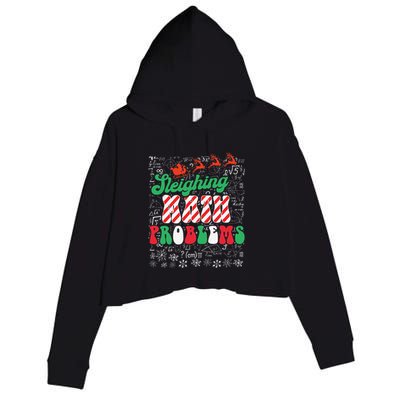 Chritmas Mathematics Teacher Student Sleighing Math Problems Crop Fleece Hoodie