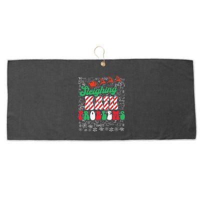 Chritmas Mathematics Teacher Student Sleighing Math Problems Large Microfiber Waffle Golf Towel