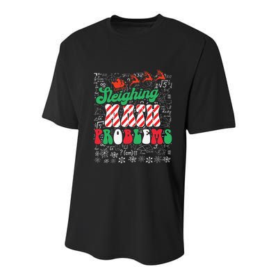 Chritmas Mathematics Teacher Student Sleighing Math Problems Youth Performance Sprint T-Shirt