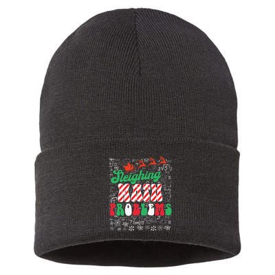 Chritmas Mathematics Teacher Student Sleighing Math Problems Sustainable Knit Beanie