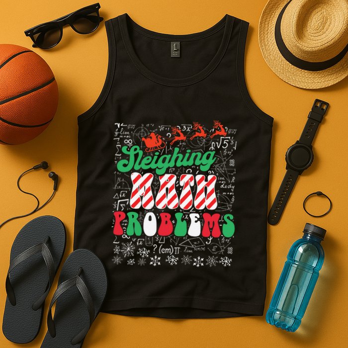 Chritmas Mathematics Teacher Student Sleighing Math Problems Tank Top