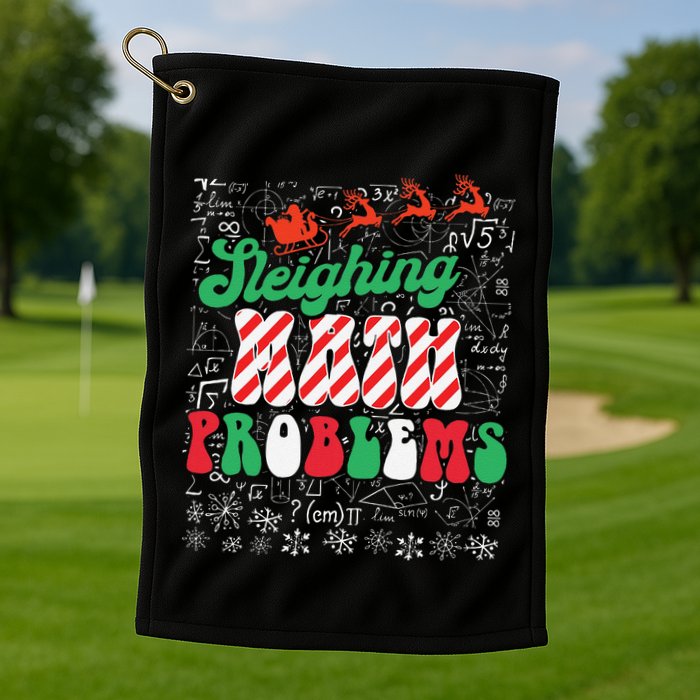 Chritmas Mathematics Teacher Student Sleighing Math Problems Golf Towel