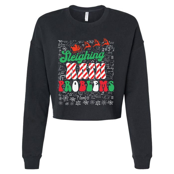 Chritmas Mathematics Teacher Student Sleighing Math Problems Cropped Pullover Crew