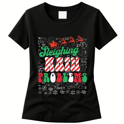 Chritmas Mathematics Teacher Student Sleighing Math Problems Womens T-Shirt