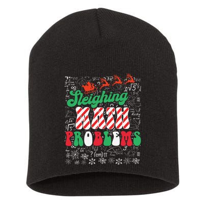 Chritmas Mathematics Teacher Student Sleighing Math Problems Short Acrylic Beanie