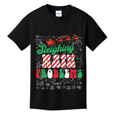 Chritmas Mathematics Teacher Student Sleighing Math Problems Kids T-Shirt