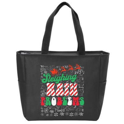 Chritmas Mathematics Teacher Student Sleighing Math Problems Zip Tote Bag