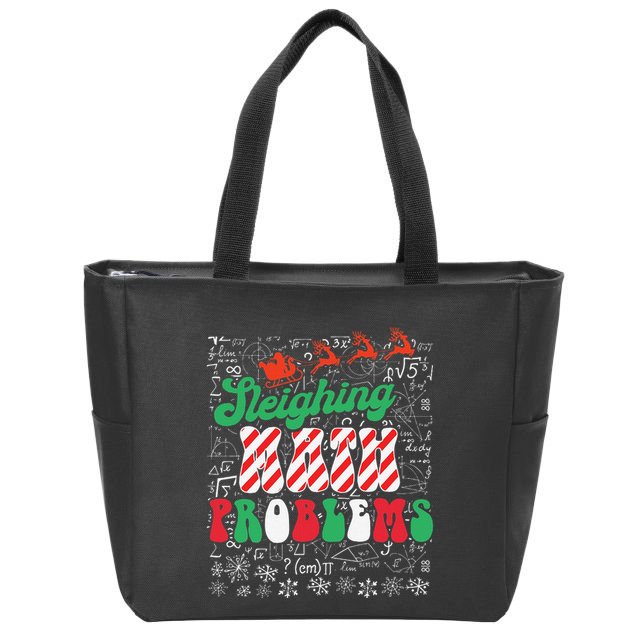 Chritmas Mathematics Teacher Student Sleighing Math Problems Zip Tote Bag