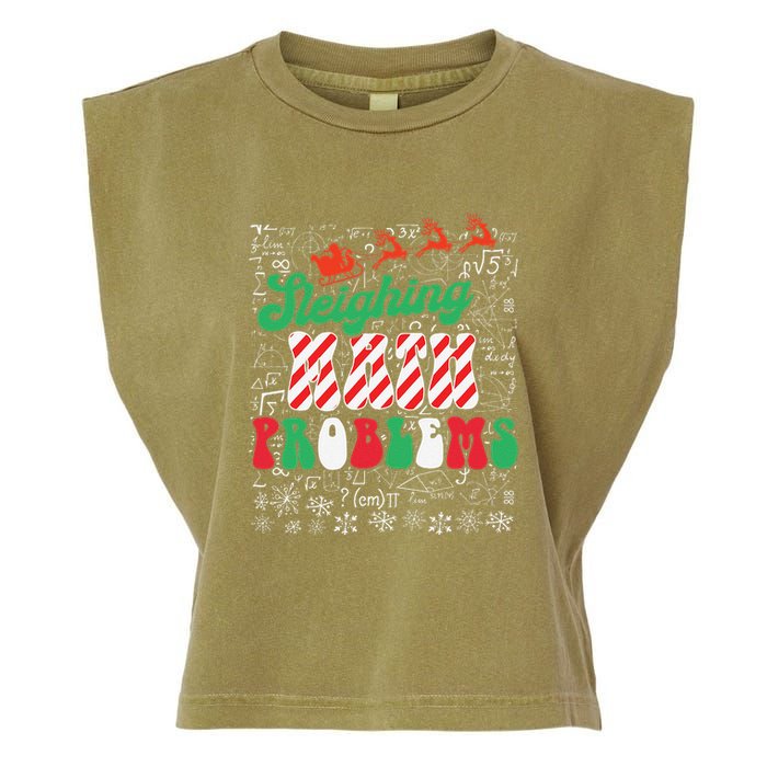Chritmas Mathematics Teacher Student Sleighing Math Problems Garment-Dyed Women's Muscle Tee