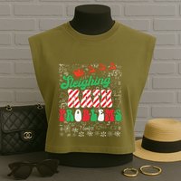 Chritmas Mathematics Teacher Student Sleighing Math Problems Garment-Dyed Women's Muscle Tee