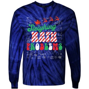 Chritmas Mathematics Teacher Student Sleighing Math Problems Tie-Dye Long Sleeve Shirt