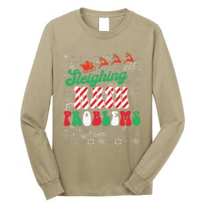 Chritmas Mathematics Teacher Student Sleighing Math Problems Long Sleeve Shirt