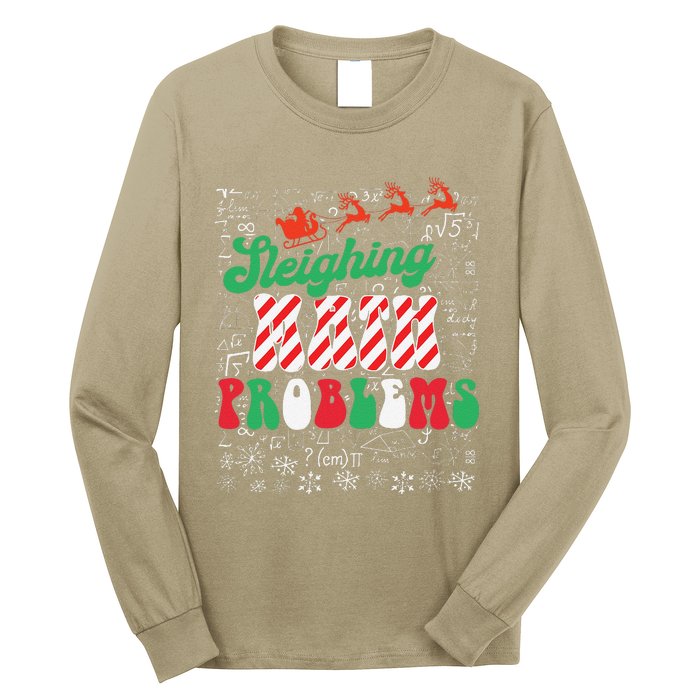 Chritmas Mathematics Teacher Student Sleighing Math Problems Long Sleeve Shirt