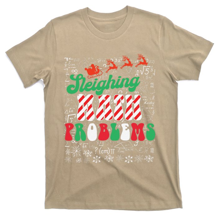 Chritmas Mathematics Teacher Student Sleighing Math Problems T-Shirt