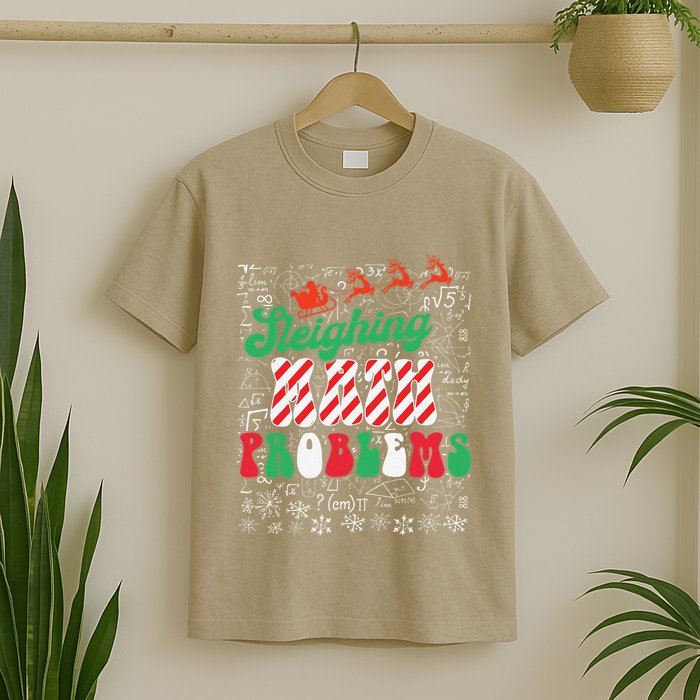 Chritmas Mathematics Teacher Student Sleighing Math Problems T-Shirt