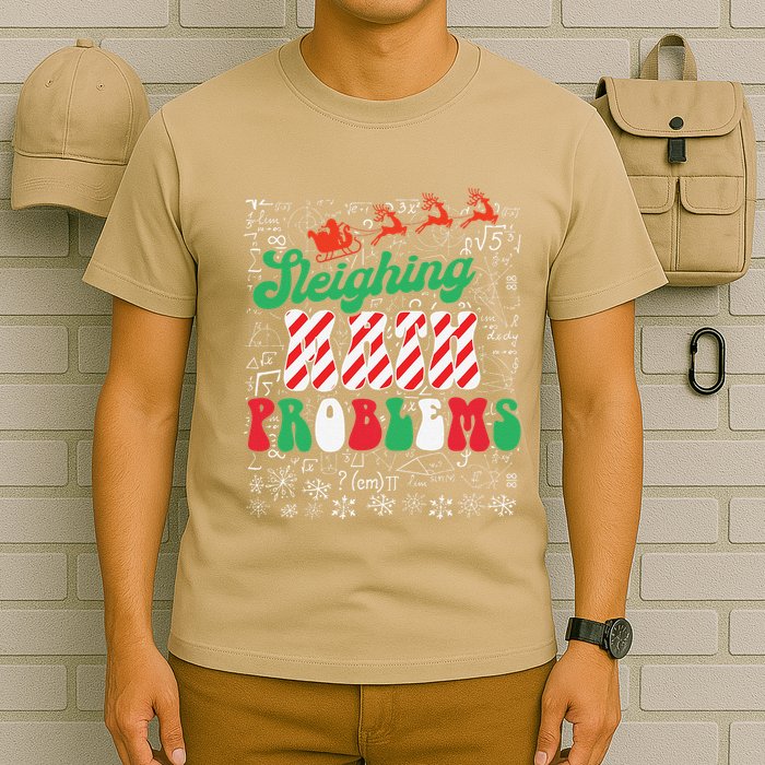Chritmas Mathematics Teacher Student Sleighing Math Problems T-Shirt