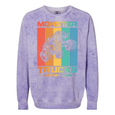 Cool Monster Trucks Are My Jam Colorblast Crewneck Sweatshirt