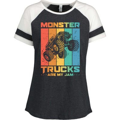 Cool Monster Trucks Are My Jam Enza Ladies Jersey Colorblock Tee