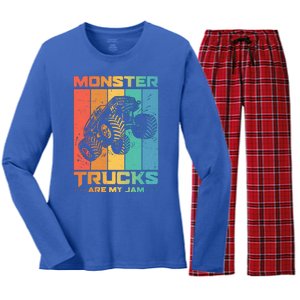 Cool Monster Trucks Are My Jam Women's Long Sleeve Flannel Pajama Set 