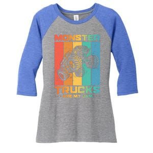 Cool Monster Trucks Are My Jam Women's Tri-Blend 3/4-Sleeve Raglan Shirt