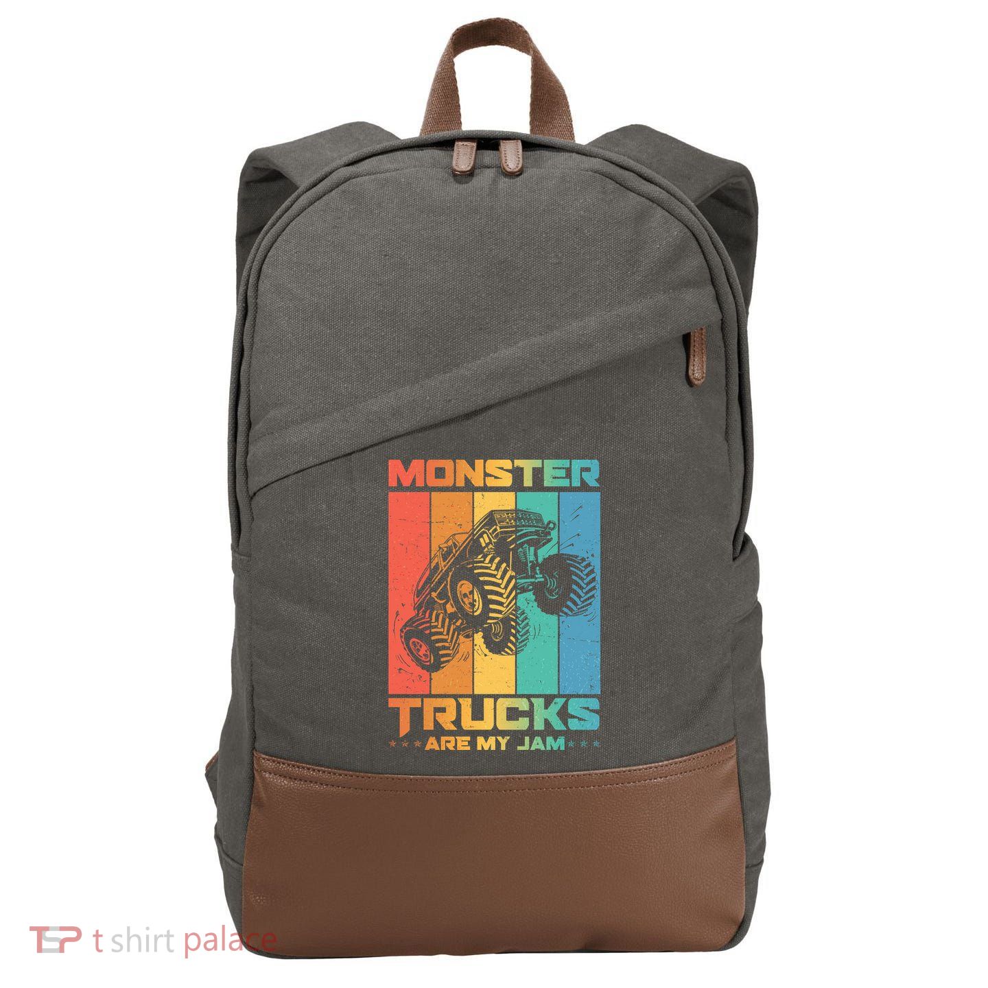 Cool Monster Trucks Are My Jam Cotton Canvas Backpack