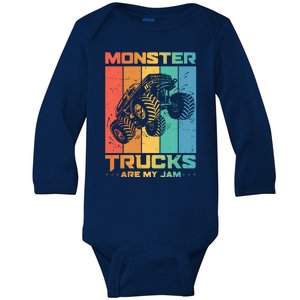 Cool Monster Trucks Are My Jam Baby Long Sleeve Bodysuit