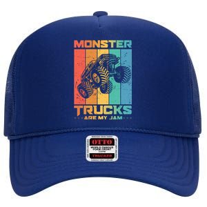 Cool Monster Trucks Are My Jam High Crown Mesh Back Trucker Hat