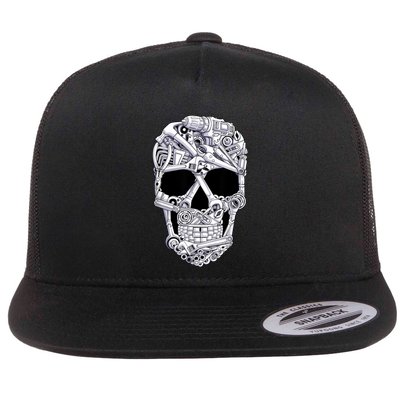 Car Mechanic Tools Skull Garage Halloween Costume Skeleton Flatbill Hat
