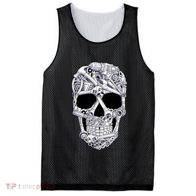 Car Mechanic Tools Skull Garage Halloween Costume Skeleton Mesh Reversible Basketball Jersey Tank