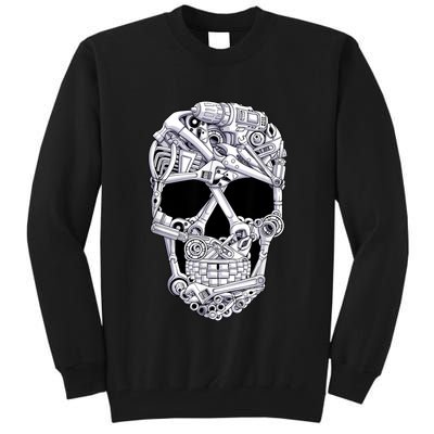 Car Mechanic Tools Skull Garage Halloween Costume Skeleton Tall Sweatshirt