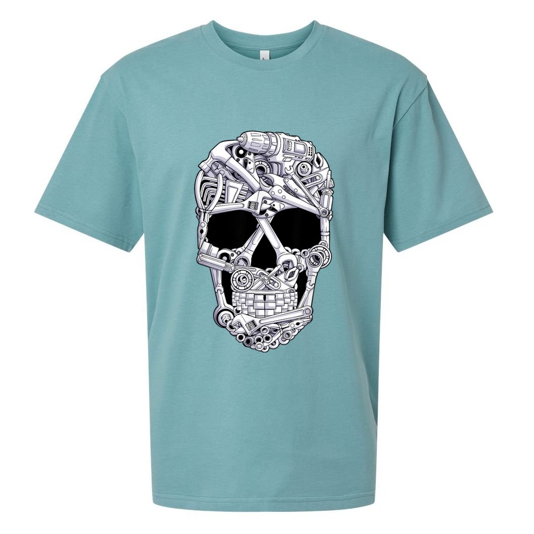 Car Mechanic Tools Skull Garage Halloween Costume Skeleton Sueded Cloud Jersey T-Shirt