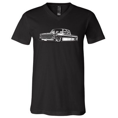 C10 Mini Truck Lowrider Slammed V-Neck T-Shirt