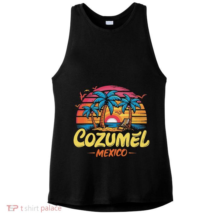 Cozumel Mexico Tropical Sunset Beach Souvenir Vacation Ladies PosiCharge Tri-Blend Wicking Tank