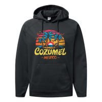 Cozumel Mexico Tropical Sunset Beach Souvenir Vacation Performance Fleece Hoodie