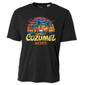 Cozumel Mexico Tropical Sunset Beach Souvenir Vacation Cooling Performance Crew T-Shirt