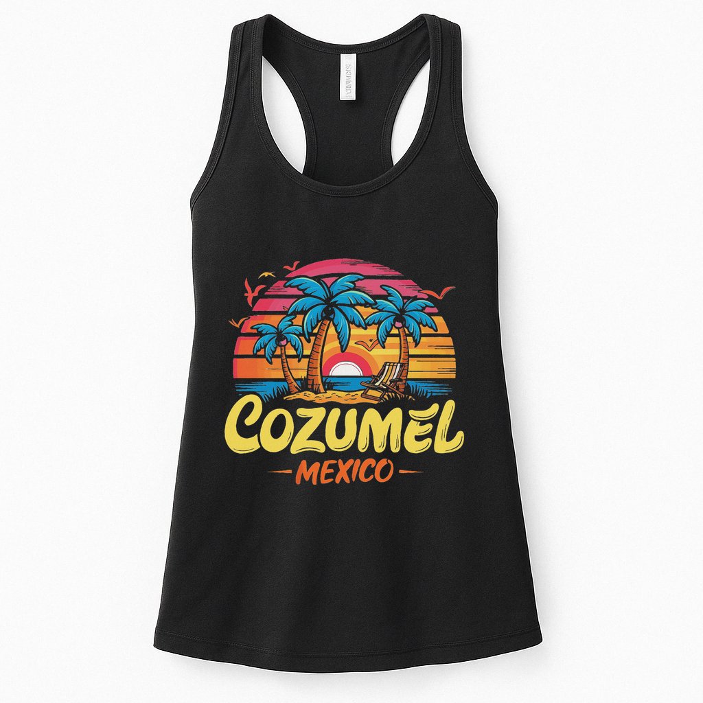 Cozumel Mexico Tropical Sunset Beach Souvenir Vacation Womens Tank Top