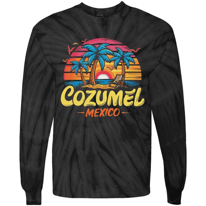 Cozumel Mexico Tropical Sunset Beach Souvenir Vacation Tie-Dye Long Sleeve Shirt