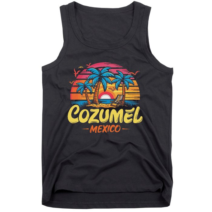 Cozumel Mexico Tropical Sunset Beach Souvenir Vacation Tank Top