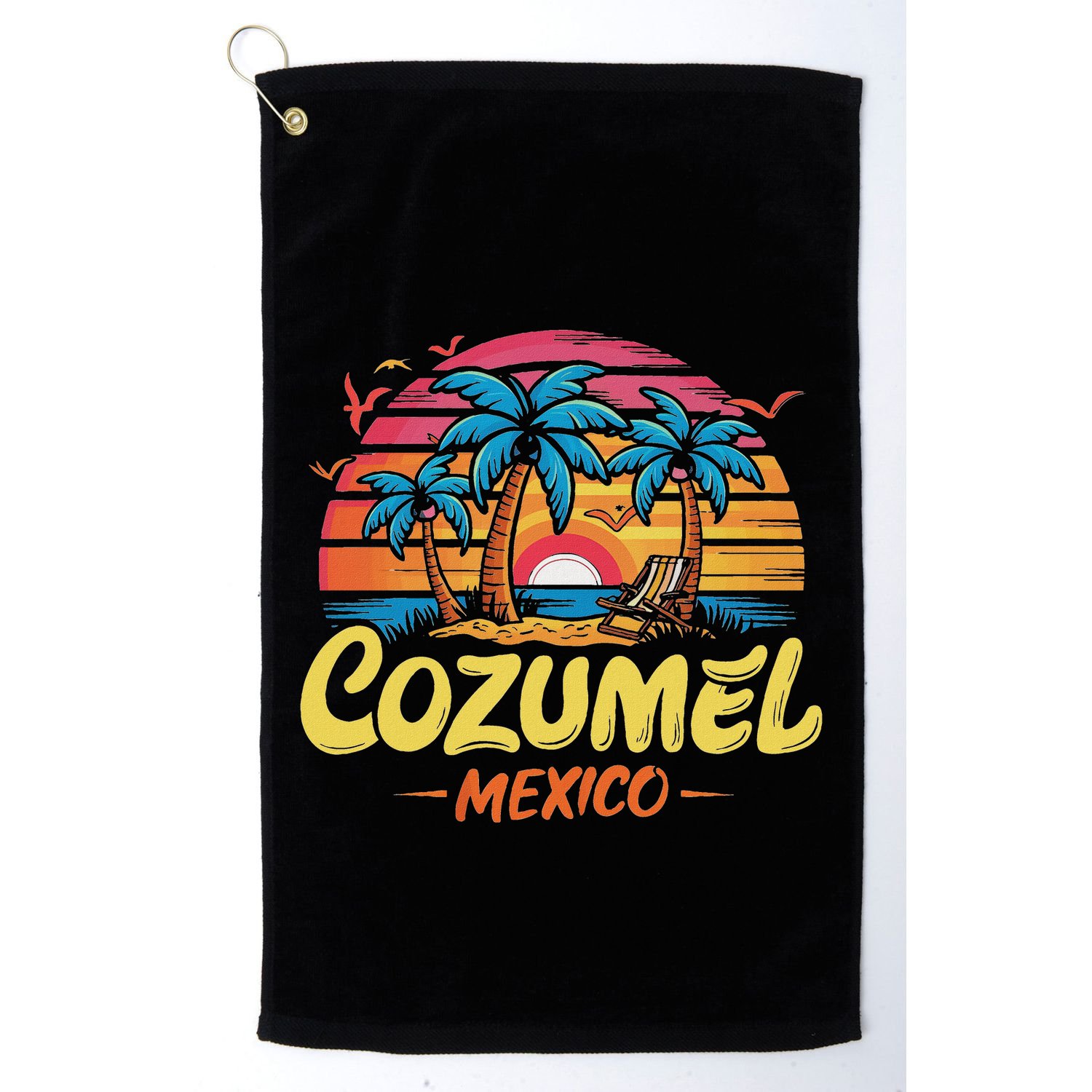Cozumel Mexico Tropical Sunset Beach Souvenir Vacation Golf Towel
