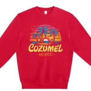 Cozumel Mexico Tropical Sunset Beach Souvenir Vacation Premium Crewneck Sweatshirt