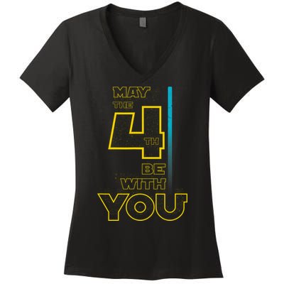 Cool May The 4th Be With You Birthday Women's V-Neck T-Shirt