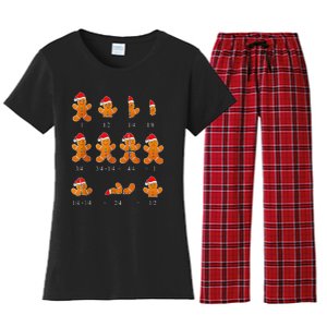 Christmas Math Teacher Equation Gingerbread With Santa Hat Women's Flannel Pajama Set