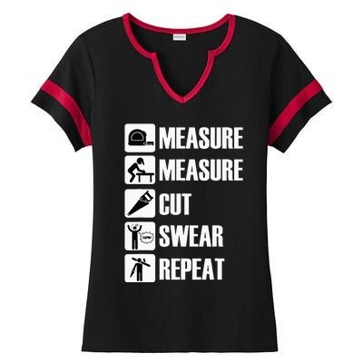 Carpenter Measure Times Cut Swear Repeat Father's Day Ladies Halftime Notch Neck Tee