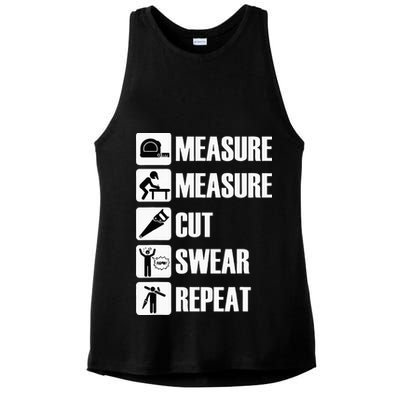 Carpenter Measure Times Cut Swear Repeat Father's Day Ladies PosiCharge Tri-Blend Wicking Tank