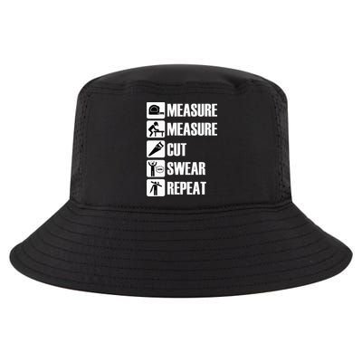 Carpenter Measure Times Cut Swear Repeat Father's Day Cool Comfort Performance Bucket Hat