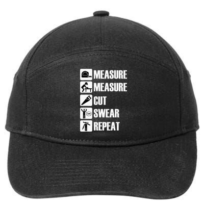 Carpenter Measure Times Cut Swear Repeat Father's Day 7-Panel Snapback Hat