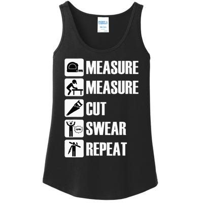 Carpenter Measure Times Cut Swear Repeat Father's Day Ladies Essential Tank